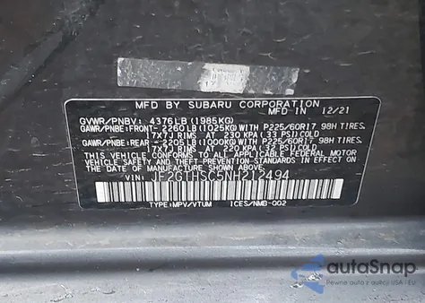 2022 Subaru Crosstrek Sport from USA, damaged, VIN JF2GTHSC5NH212494